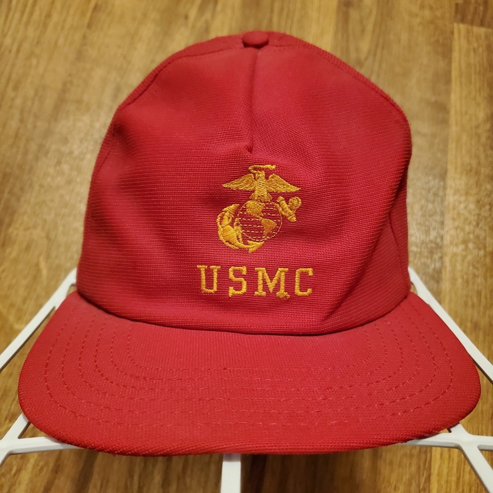 Vintage USMC Hat Adult Snapback Red U.S‎ Marine Corps Logo USA Made